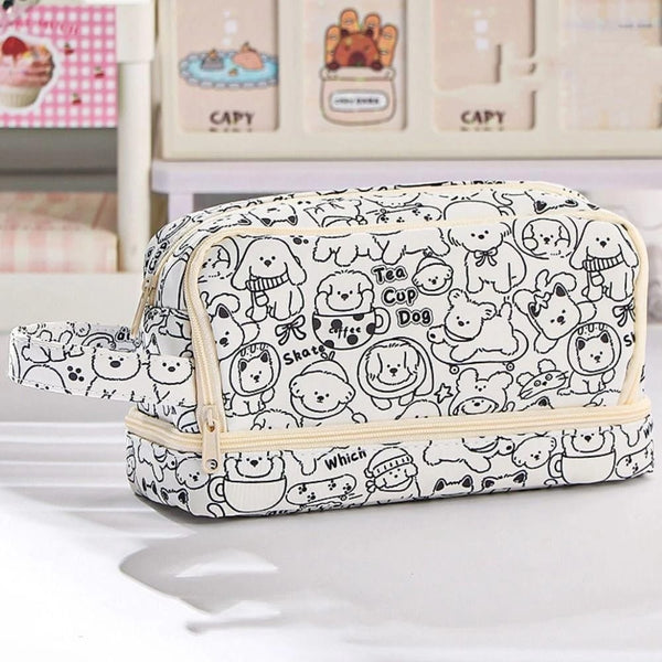 Kawai Animal Stationery Organizer White - Zipper Pouch