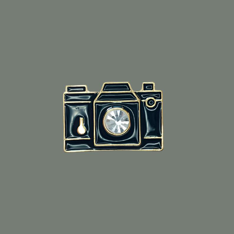 Camera Diamond Brooch - Enamel Pin