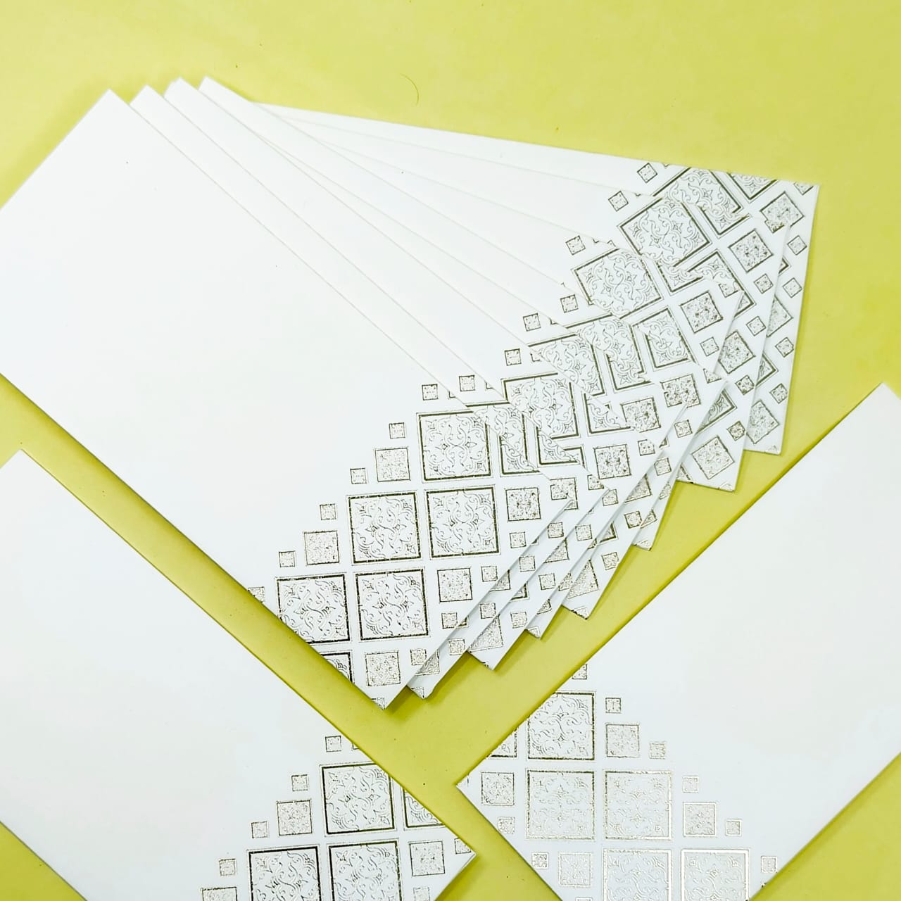 Luxury Pattern White Gold Foil Envelope Set of 10 - Style 3