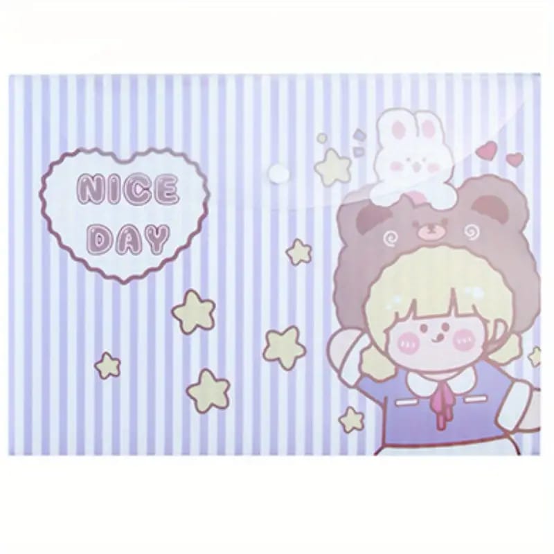 Nice Day Cute Boy &amp; Girl Grid  - Document Folder Large Pouch