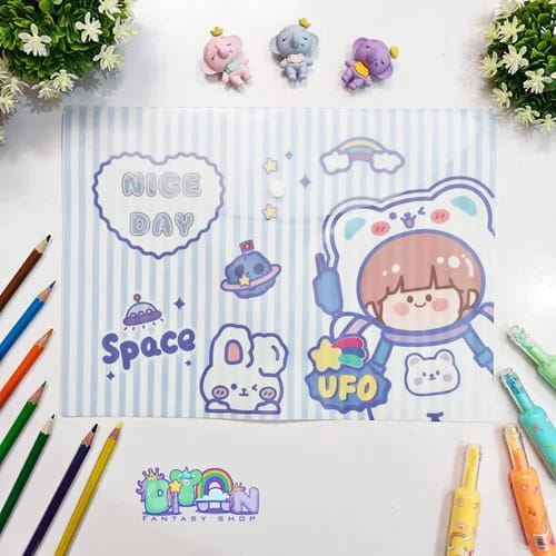 Nice Day Cute Boy &amp; Girl Grid  - Document Folder Large Pouch