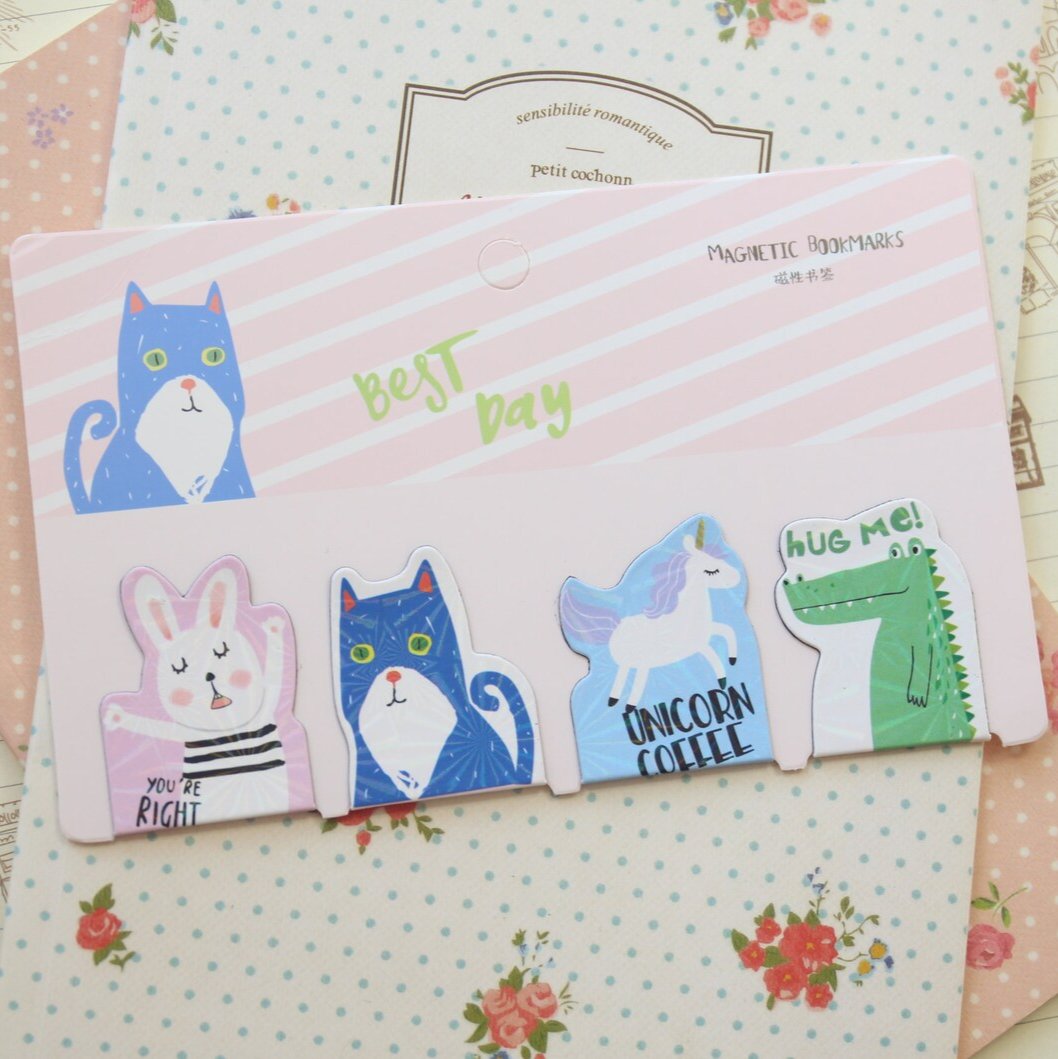 Cute Animals Magnetic - Bookmark Set Of 4