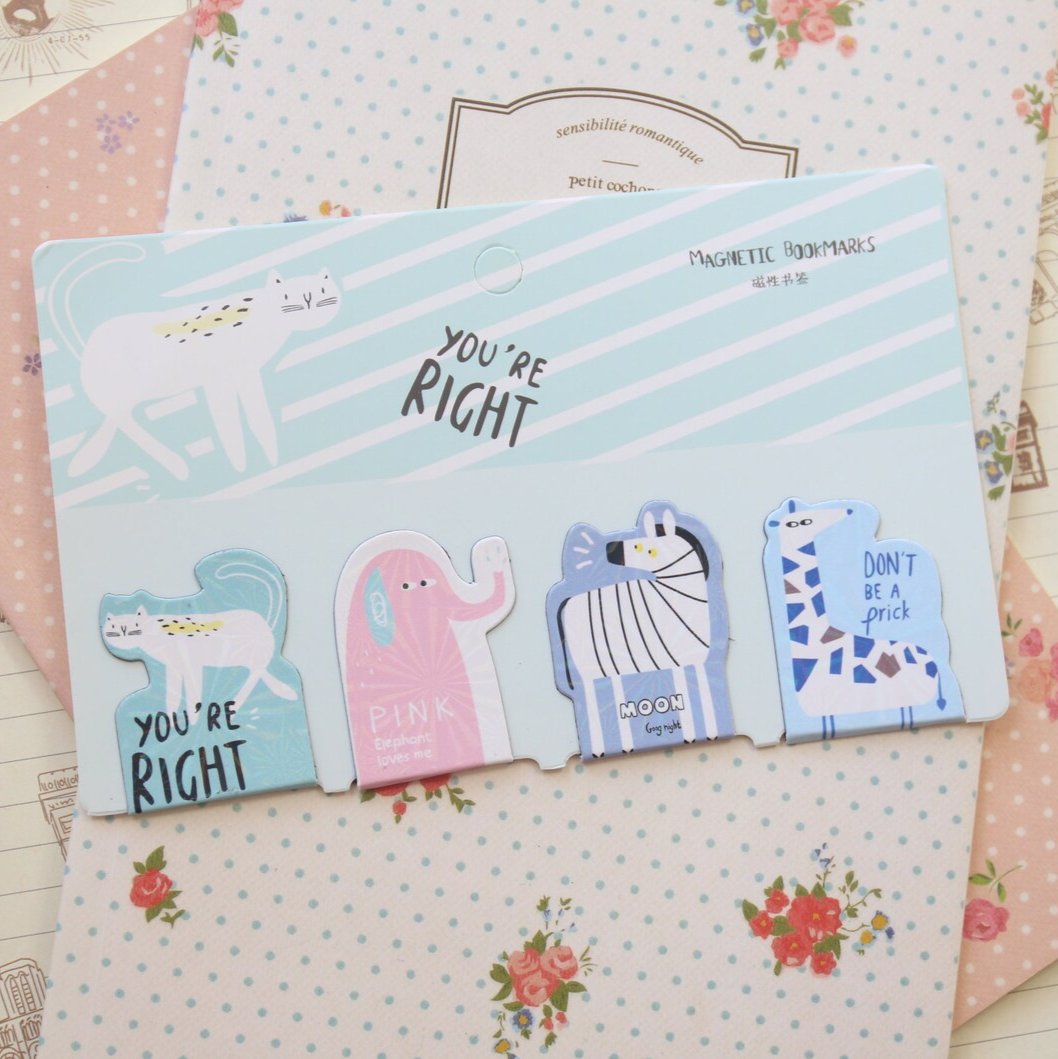 Cute Animals Magnetic - Bookmark Set Of 4