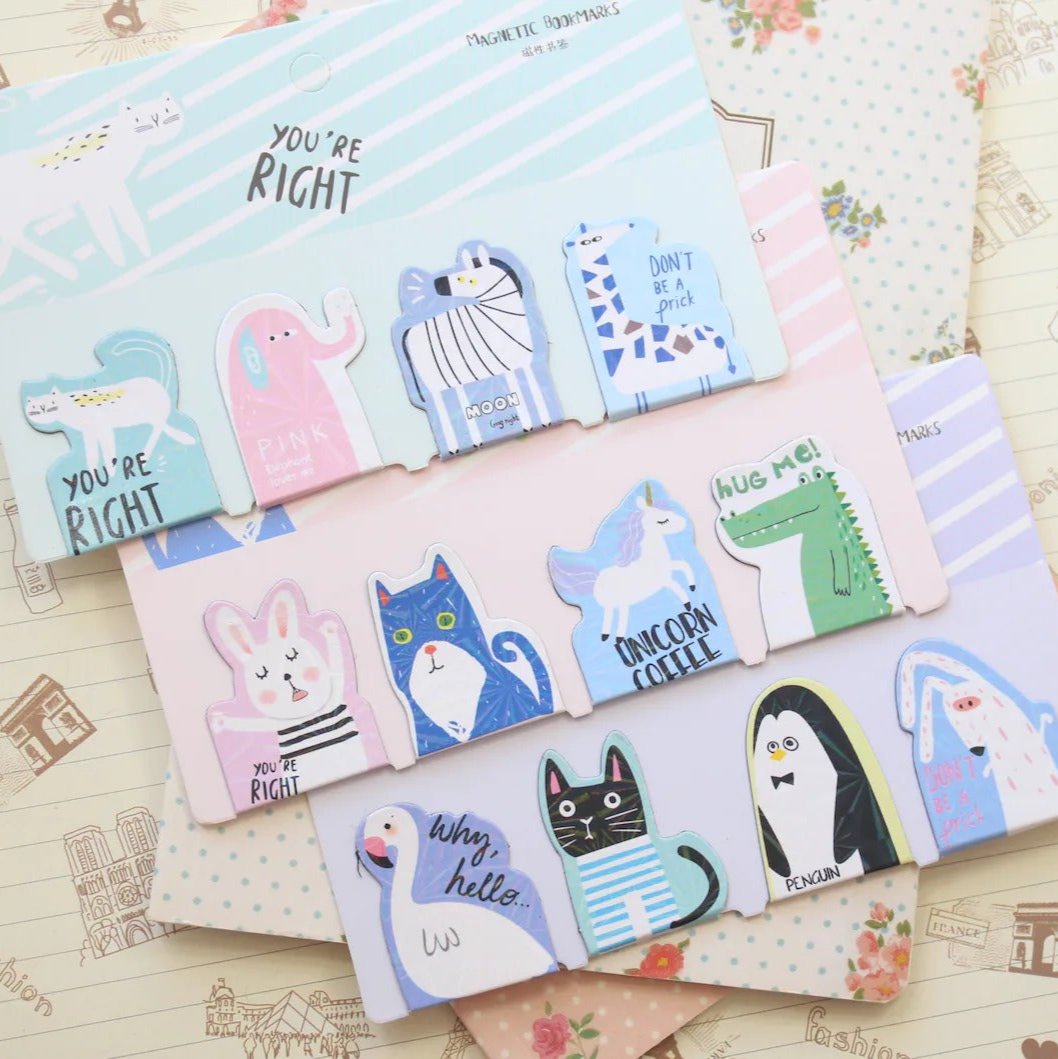 Cute Animals Magnetic - Bookmark Set Of 4