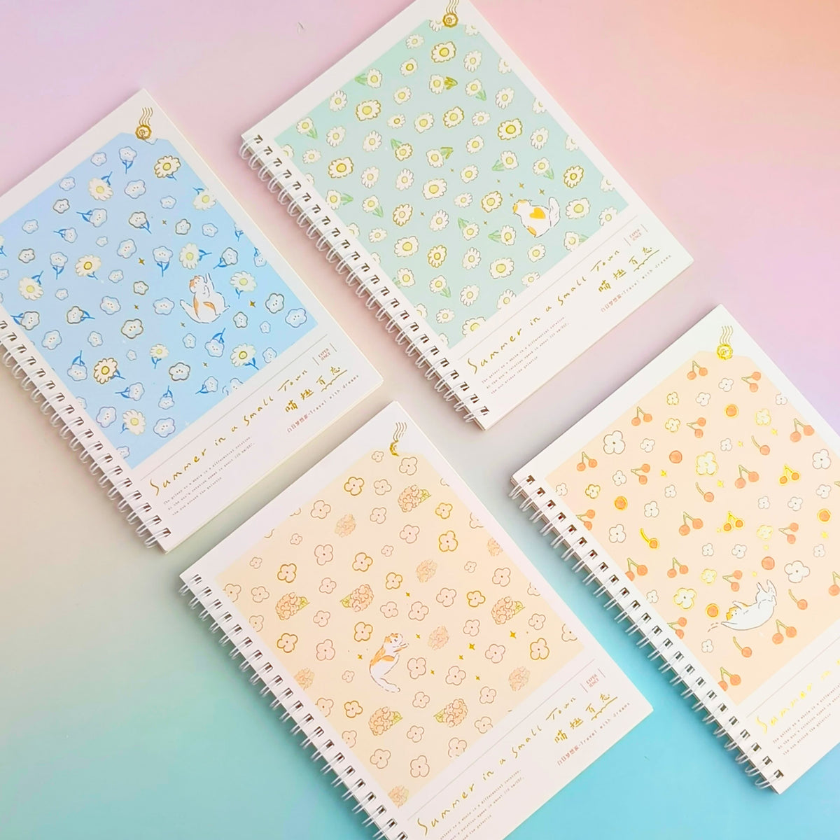 Travel With Dream Cute Cat Spiral Notebook / Journal ( 65 Lined Pages )