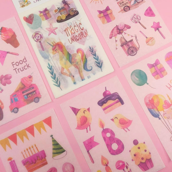 Magical Unicorn Decoration - Stickers Set Of 6 Sheets