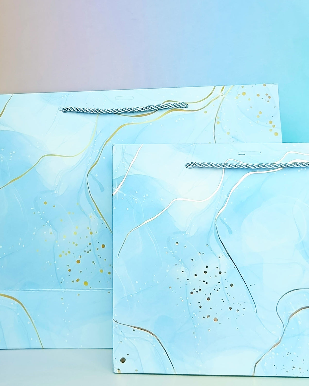 Marbled Gold Foil  Blue - Gift Bag