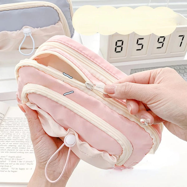 Pink  Large Capacity - 3 Zip Pouch