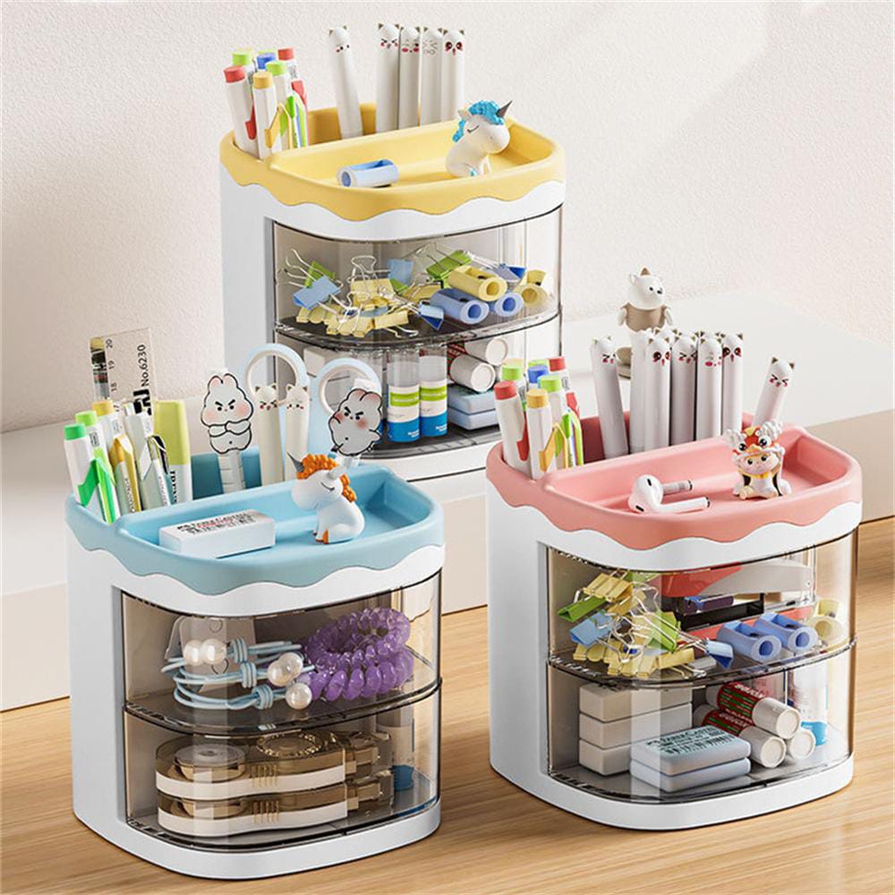 Blue Mini Stationery 2 Drawer - Desk Organizer
