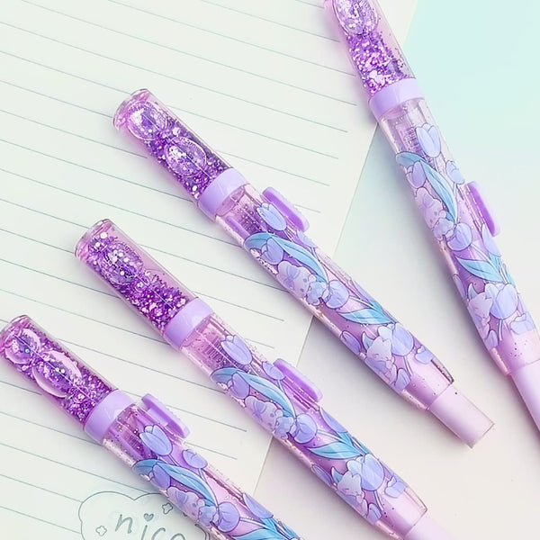 Glitter Water Purple Flower Bunny  - Press Eraser