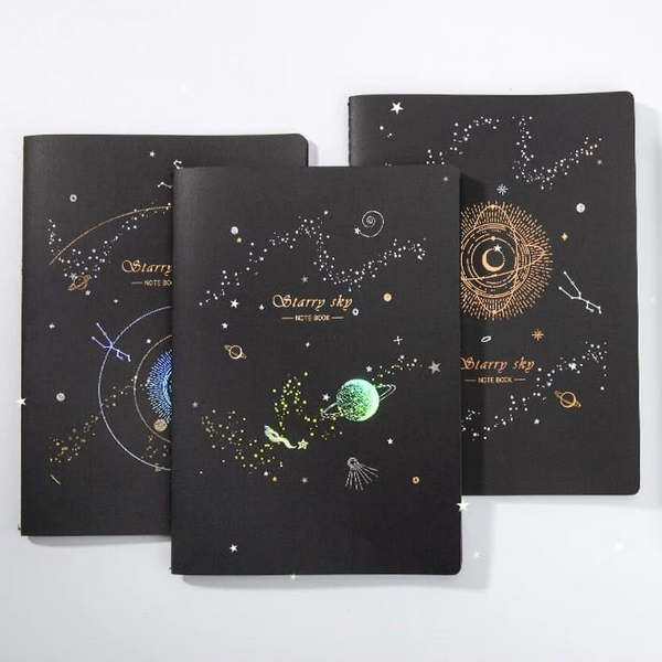Starry Sky Galaxy Black Pages Foiled - Notebook / Journal B5