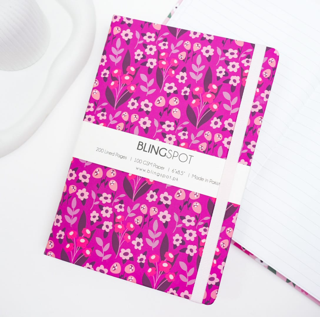 Purple Floral  - Dotted &amp; Lined Journal
