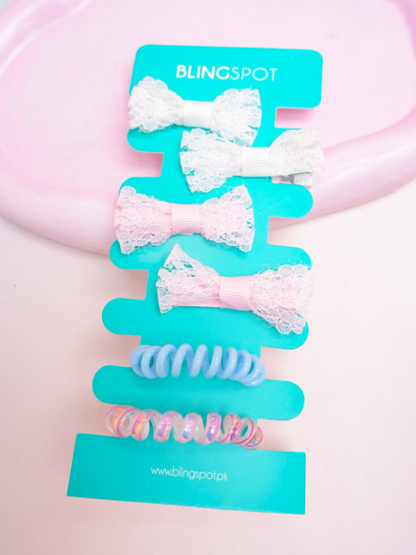 Pastel Bow Clips & Hair Ties - Hair Accessories Style 24