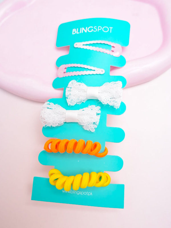 Pastel Bow Clips & Hair Ties - Hair Accessories Style 10