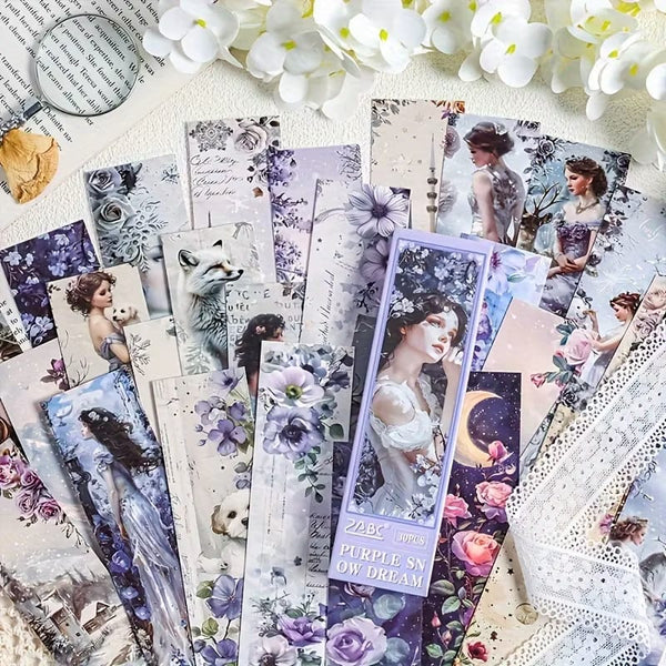 Purple Snow Dream Floral Series - Bookmark Set Of 30