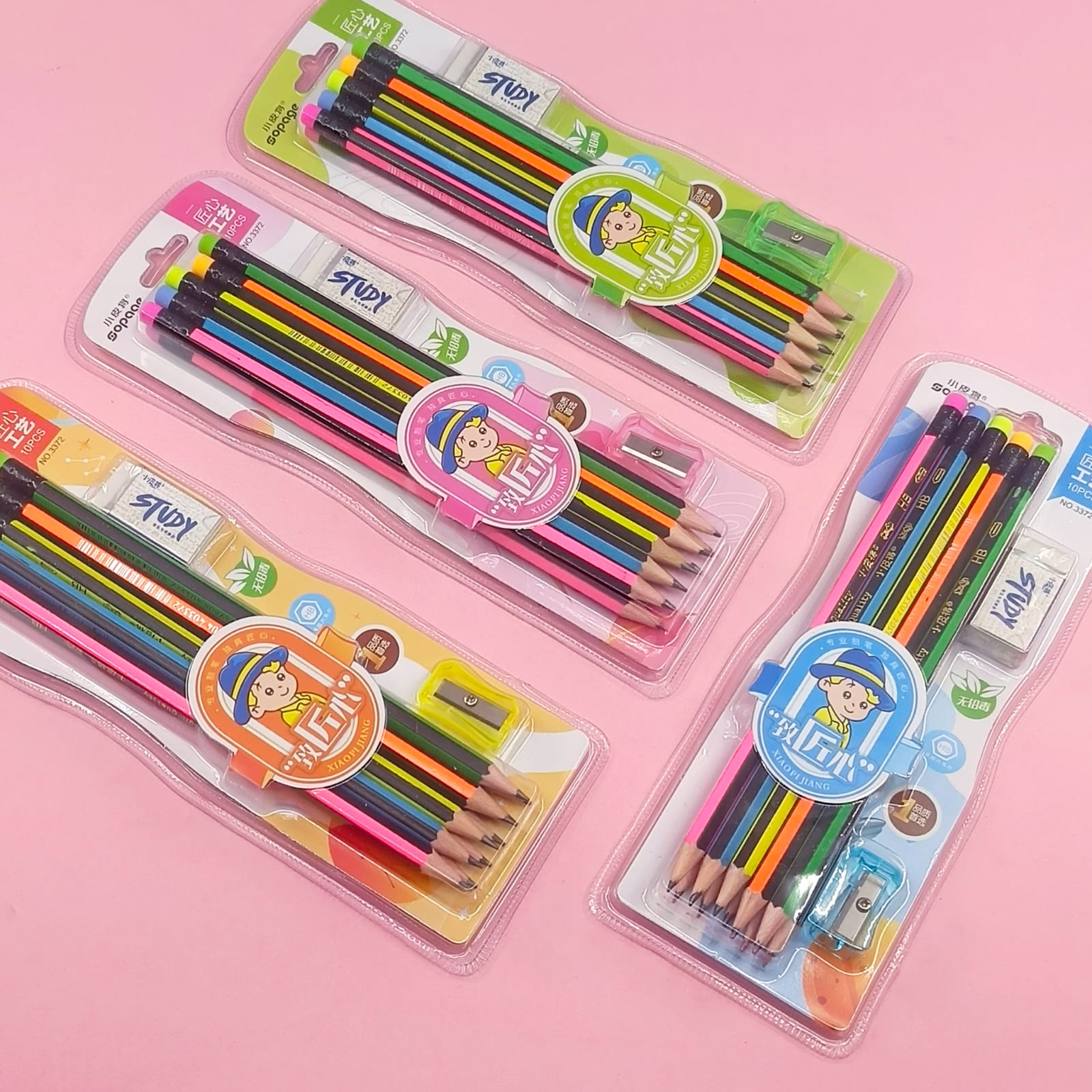 Candy Color Wood Pencils Style 2 - Stationery Set of 12