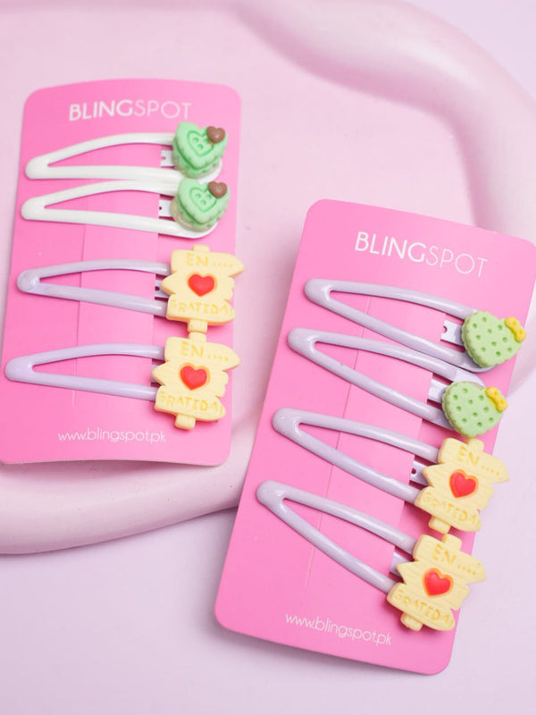 Snap Clips - Hair Clip Set Of 4 - Style 38