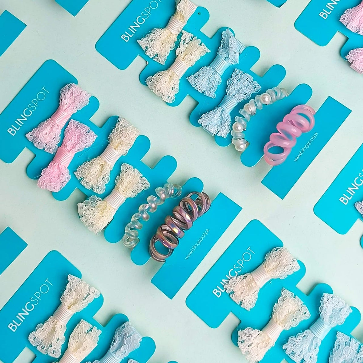 Pastel Bow Clips &amp; Hair Ties - Hair Accessories Style 31