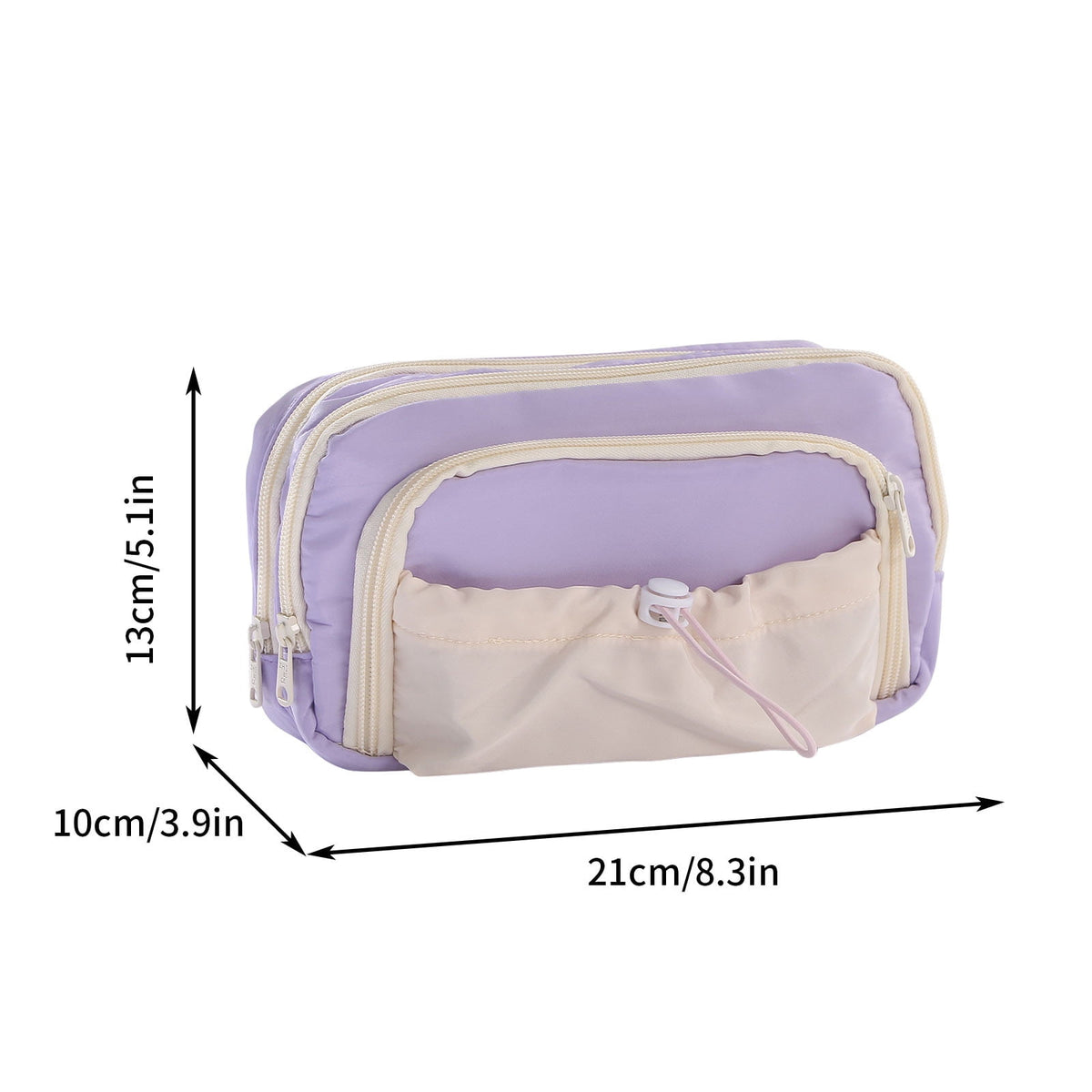 Light Purple Large Capacity - 3 Zip Pouch