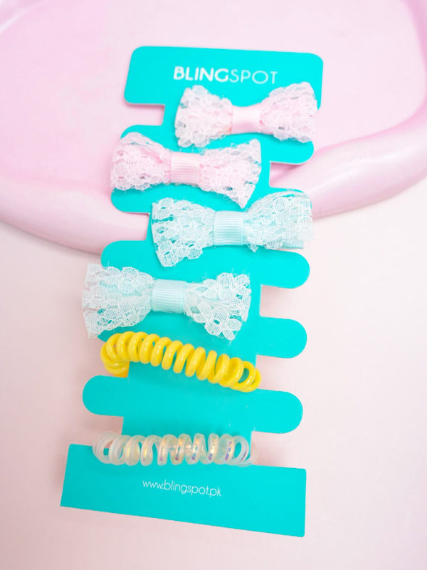 Pastel Bow Clips & Hair Ties - Hair Accessories Style 28