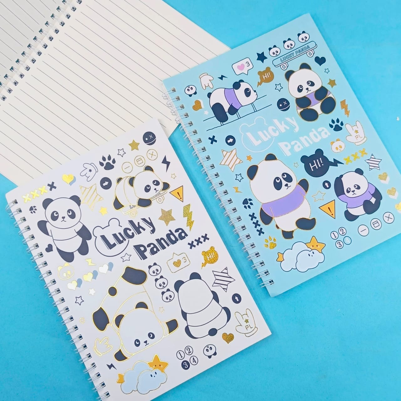 Lucky Panda Spiral Notebook / Journal ( 38 Lined Pages ) - Style 1