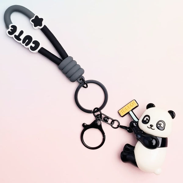 Cute Panda Black - Key Ring Style 4