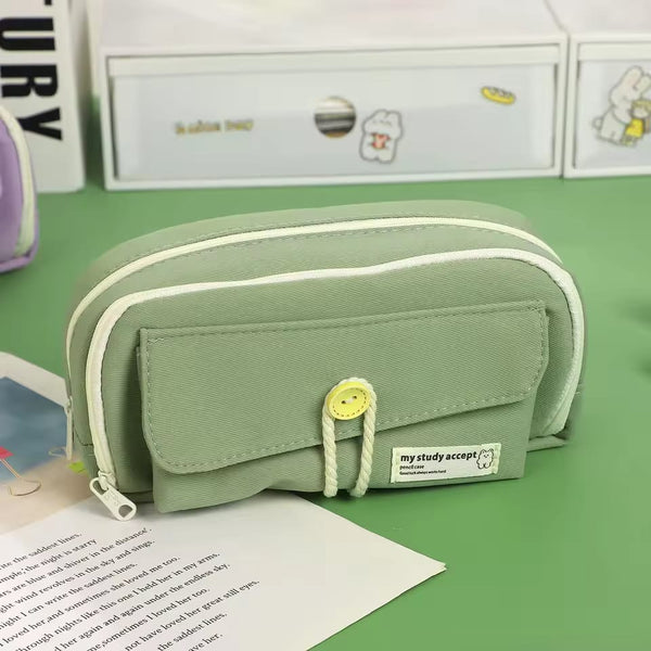 Study Hard Series Stationery Organizer Morandi Green - Zipper Pouch