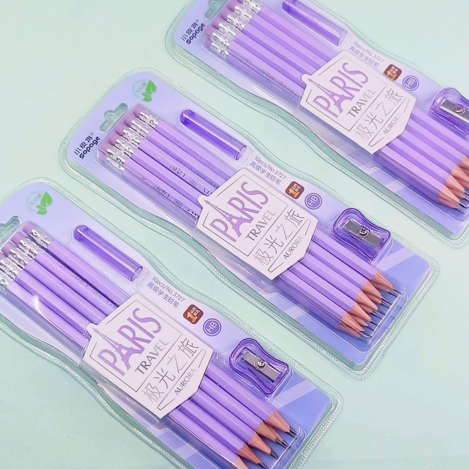 Paris Purple Wood Pencils  - Stationery Set of 12