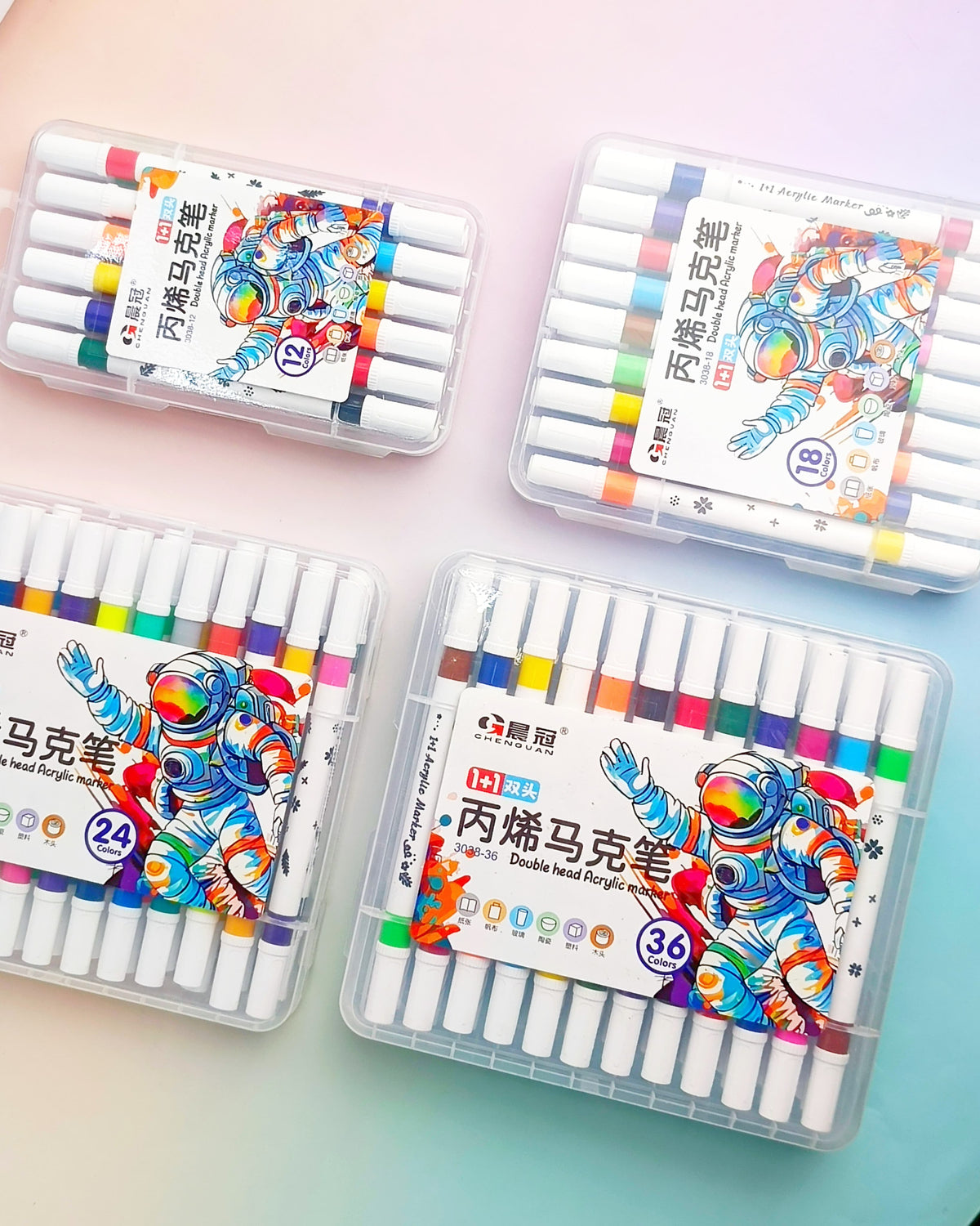 Artist Dual Acrylic Markers 2 in 1 - Set Of 12 / 18 / 24 / 36