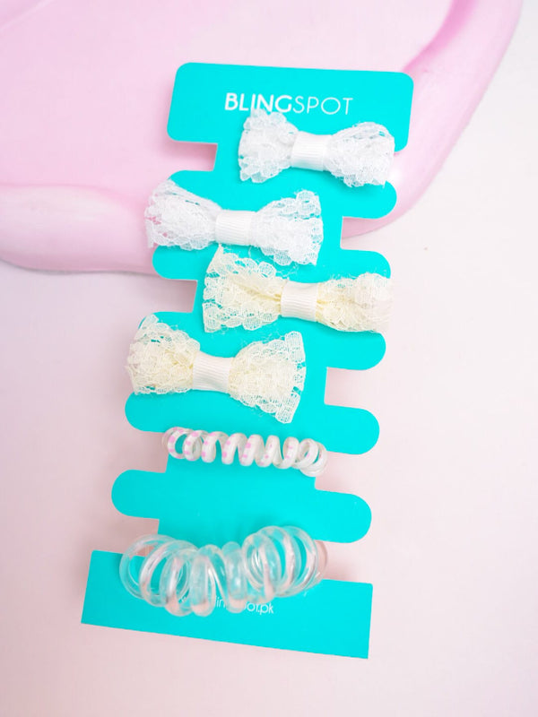 Pastel Bow Clips & Hair Ties - Hair Accessories Style 7