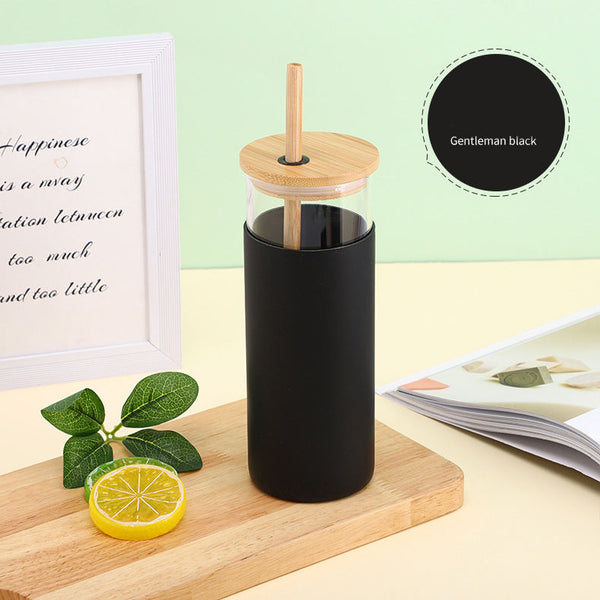 Jet Black Tumbler Glass - Water Bottle / Sipper Cup