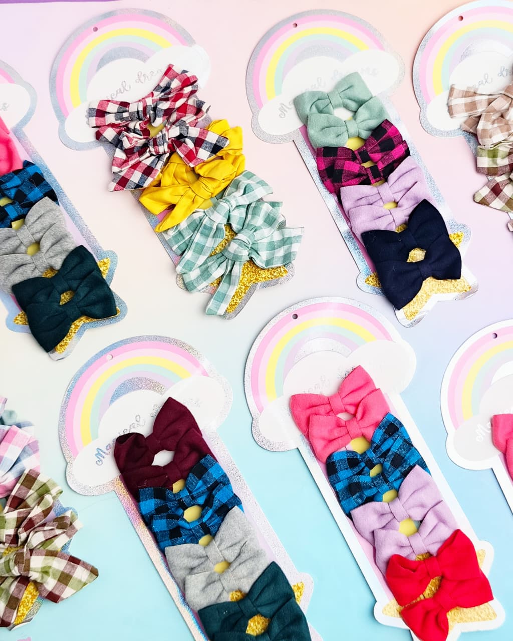 Rainbow  &amp; Mix Bow Series - Hair Clip Set of 8
