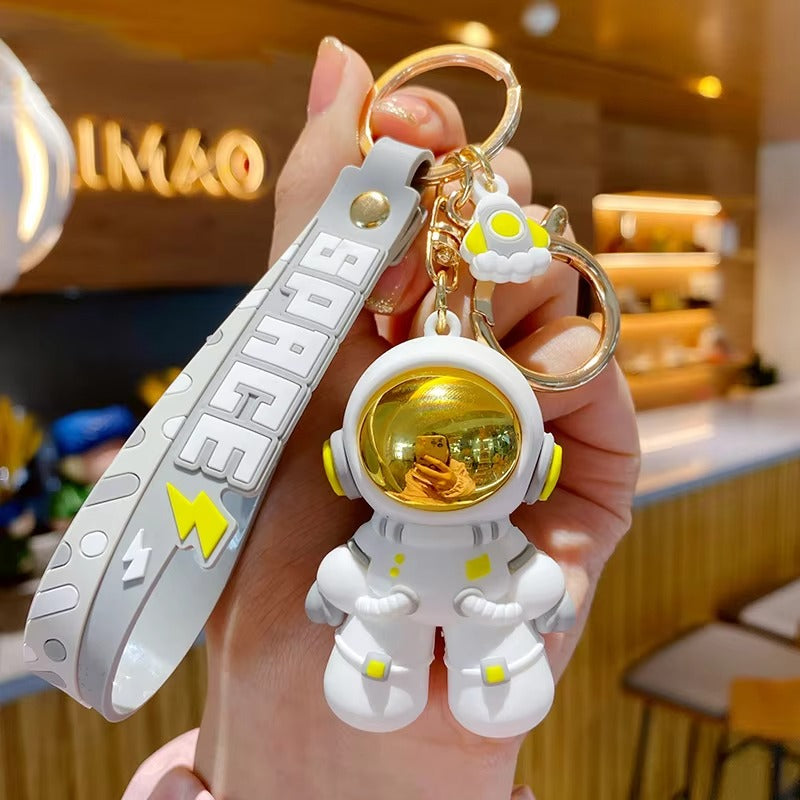 Space Astronaut Grey - Gold Key Ring