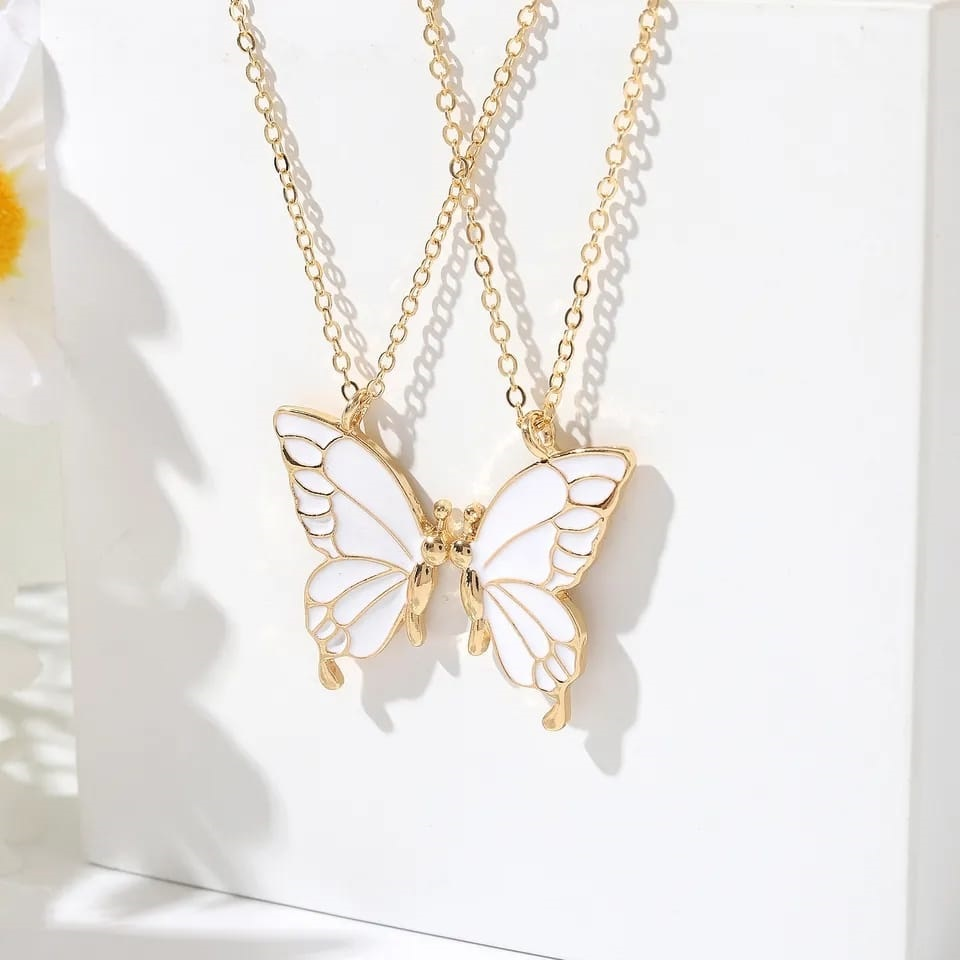 Friends  Butterfly White - Necklace Set Of 2