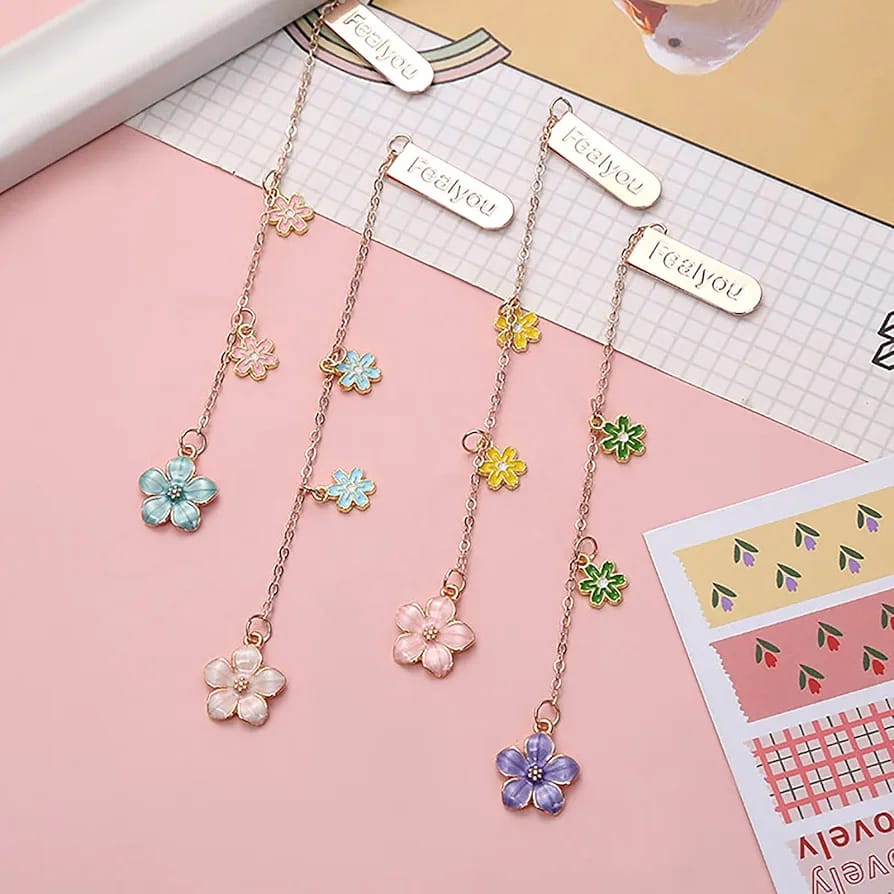 Flower Charms Gold Foil - Dangling  Bookmark