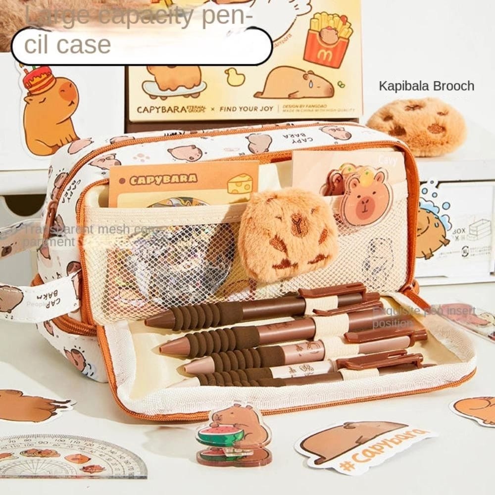 Capybara Stationery Organizer Brown - Zipper Pouch
