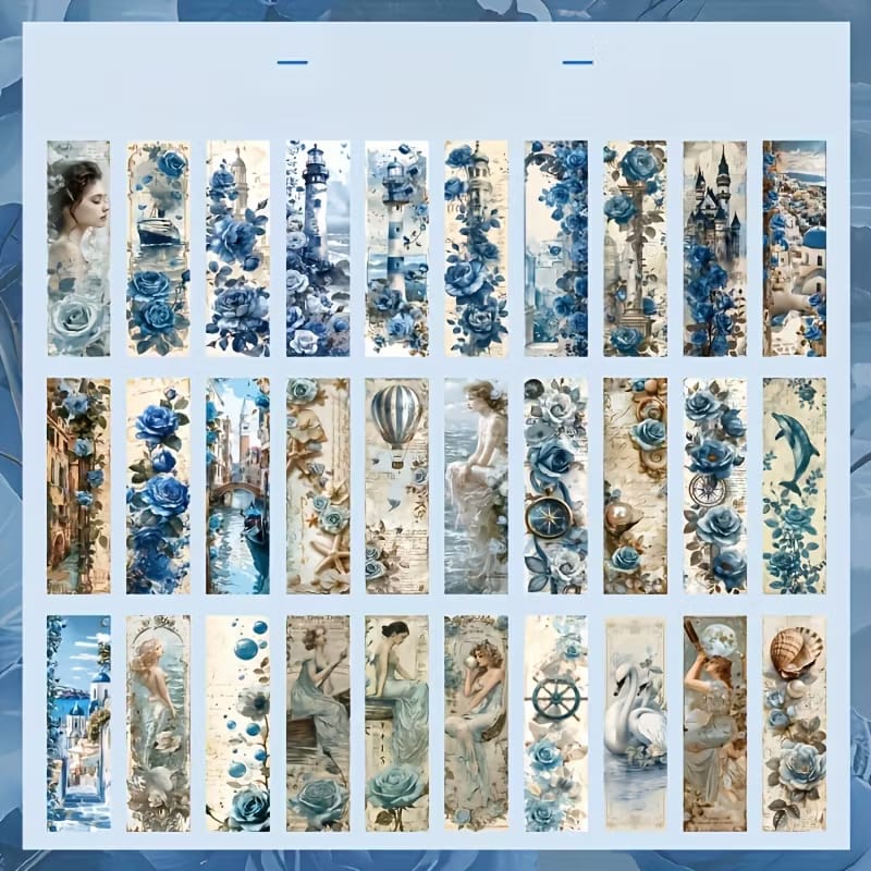 Blue Sea Breeze Floral Series - Bookmark Set Of 30