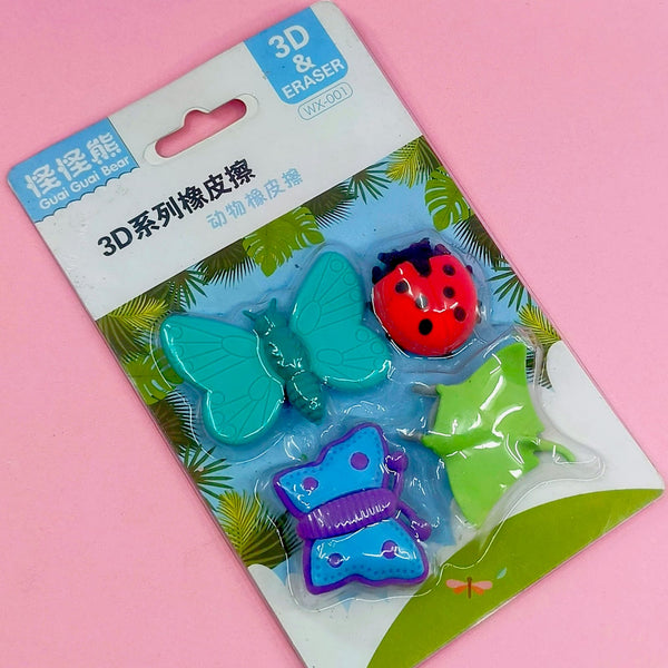 Butterfly  - Eraser Set Of 4