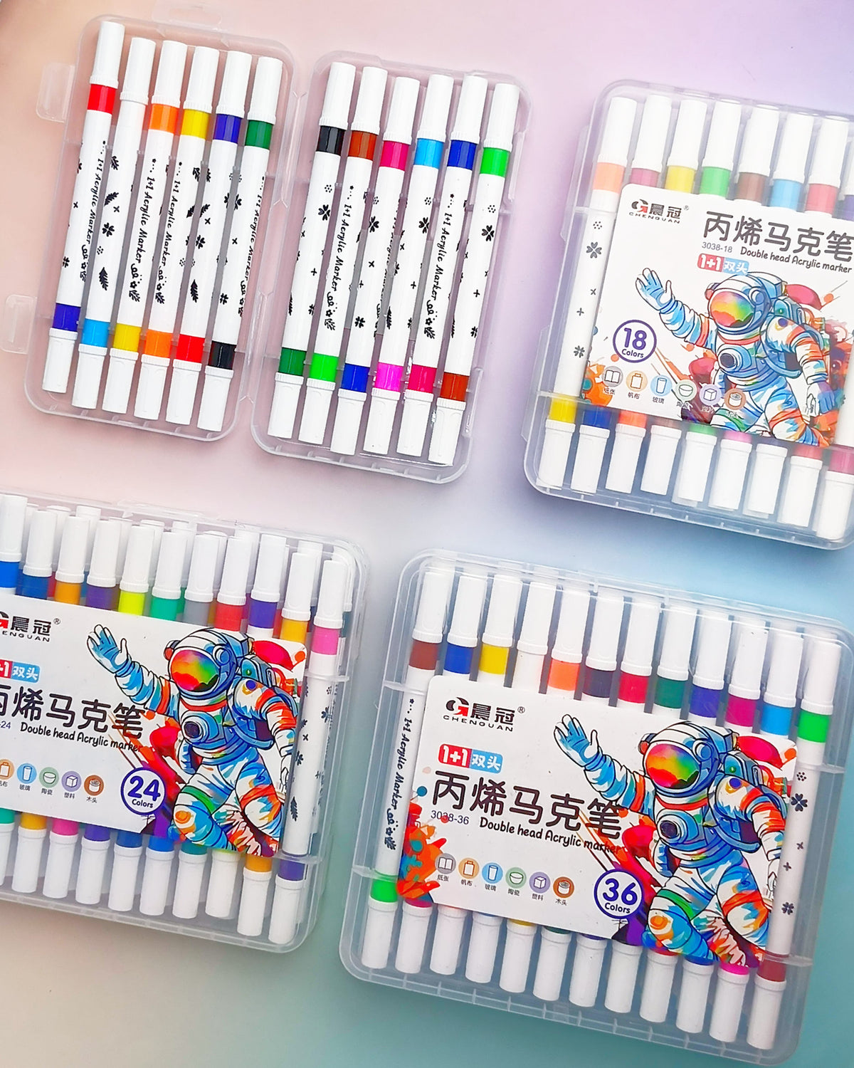Artist Dual Acrylic Markers 2 in 1 - Set Of 12 / 18 / 24 / 36