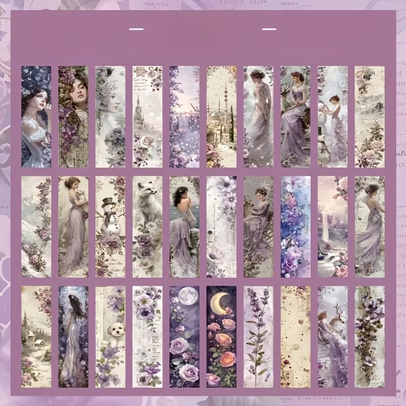 Purple Snow Dream Floral Series - Bookmark Set Of 30