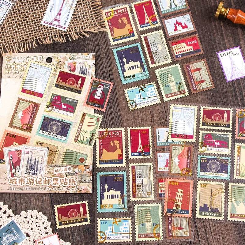 City Travel Notes Stamp  - Stickers Sheets Set Of 3