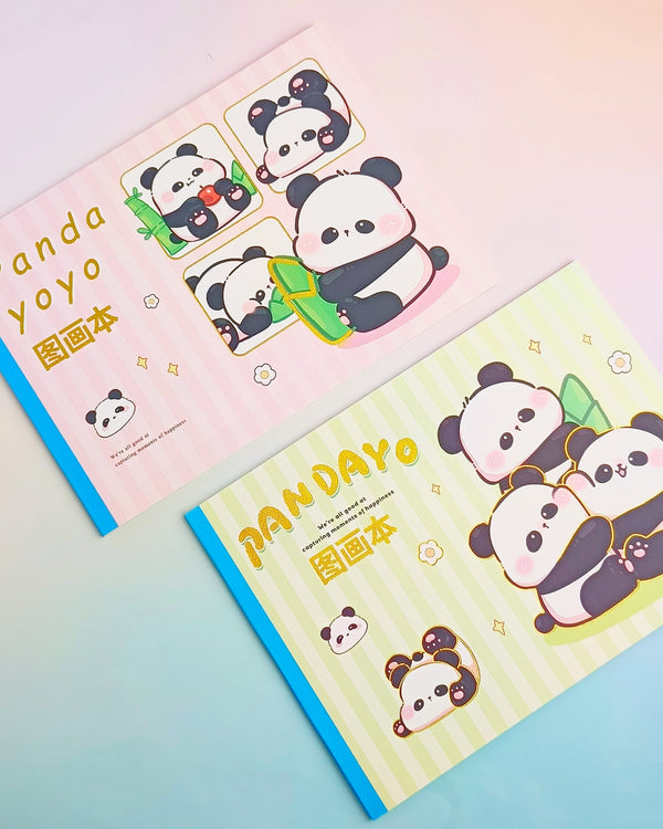 Cute Panda Gold Foiled A4 Marker Pad - Sketch Pad Style 1