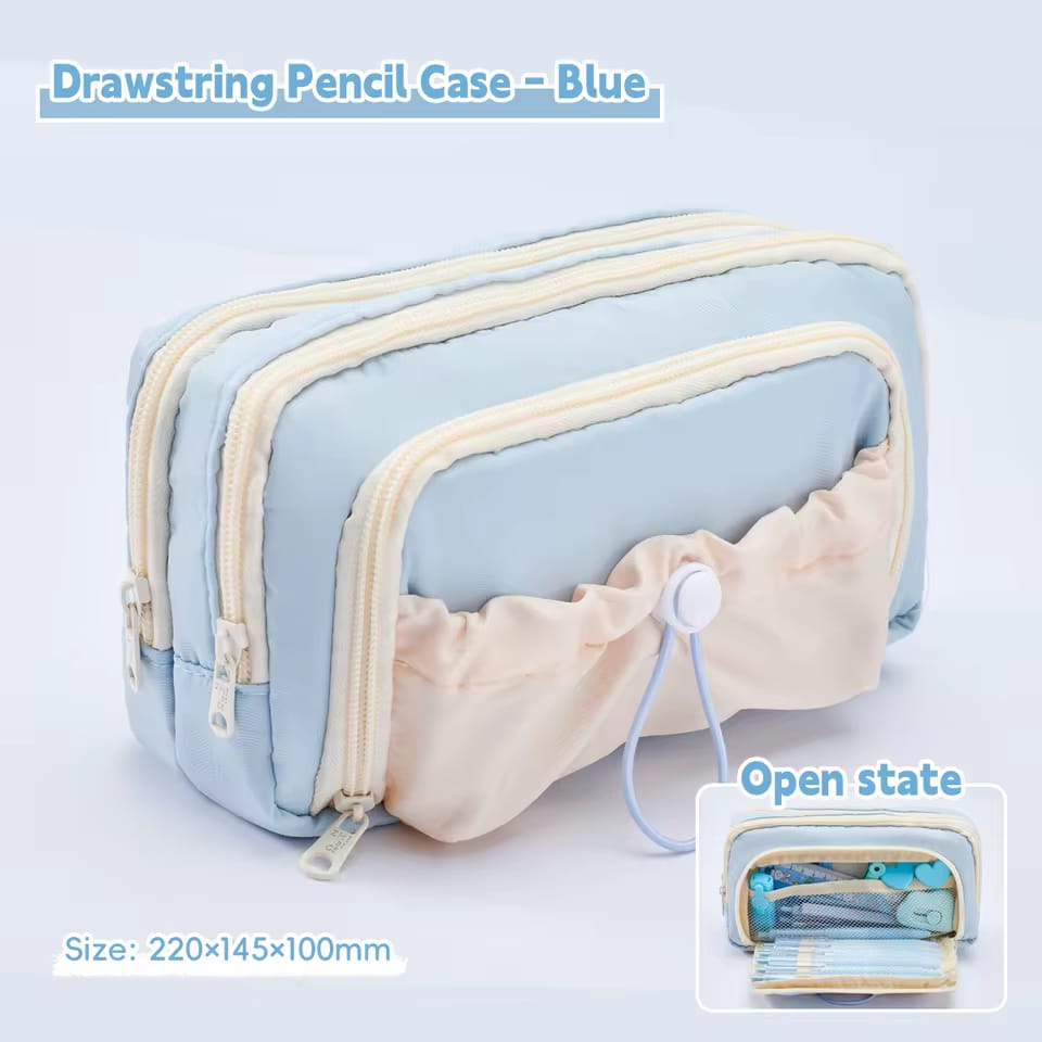 Blue Large Capacity - 3 Zip Pouch