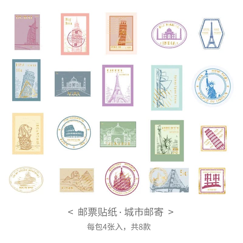 City Travel Notes Stamp  - Stickers Sheets Set Of 3