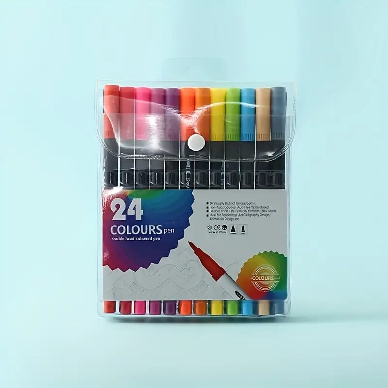 Soft Head Double Tip ( 2in 1 ) Markers Set Of 12 / 24 / 36