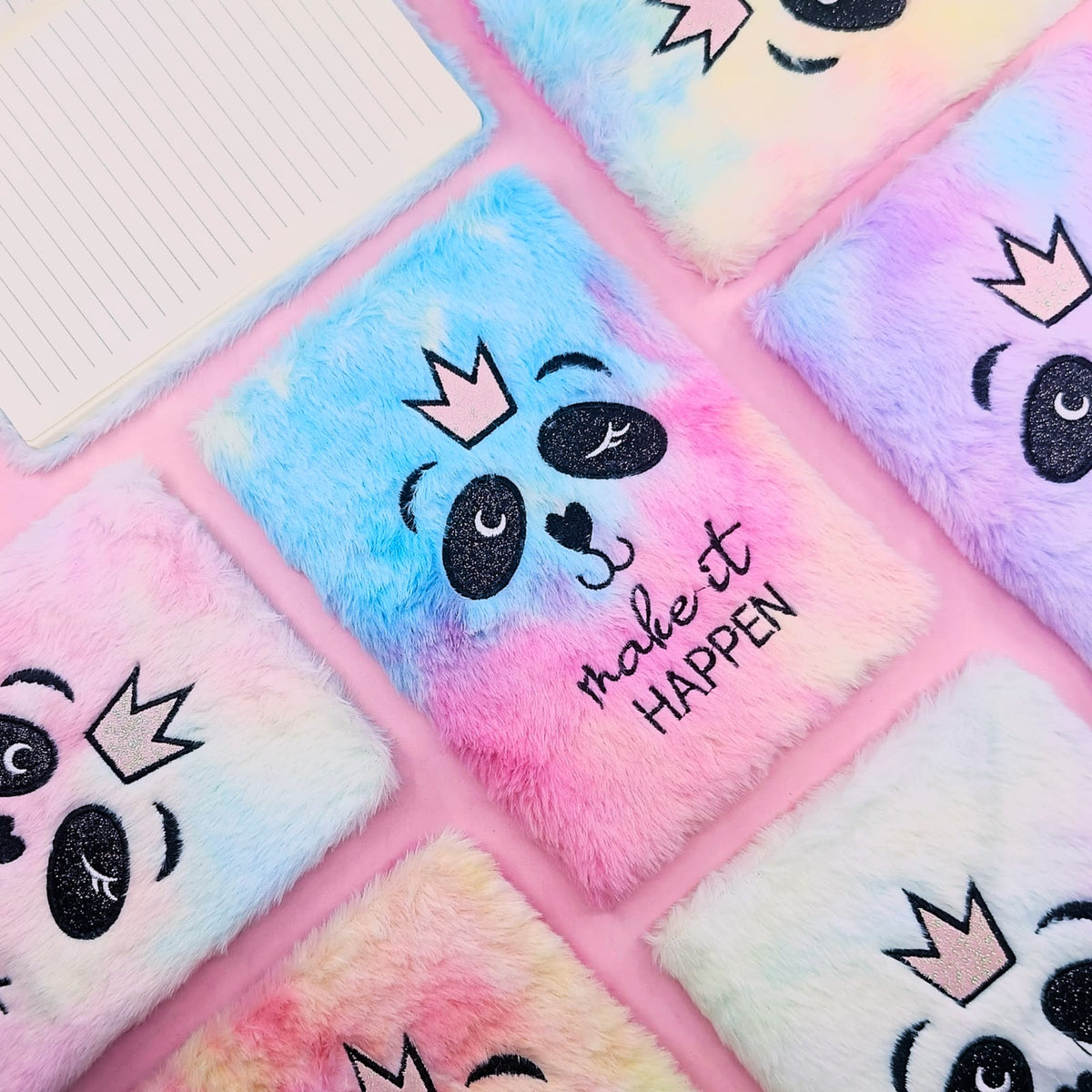 Make it happen Rainbow Panda - Fluffy Journal