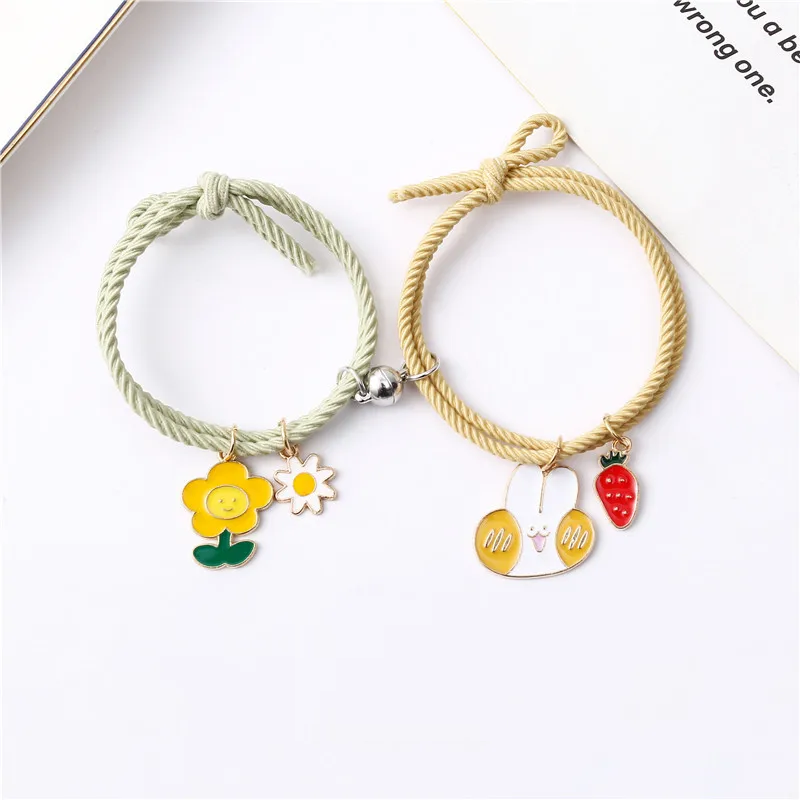 Bunny Flower  Green &amp; Yellow Bracelet Set Of 2
