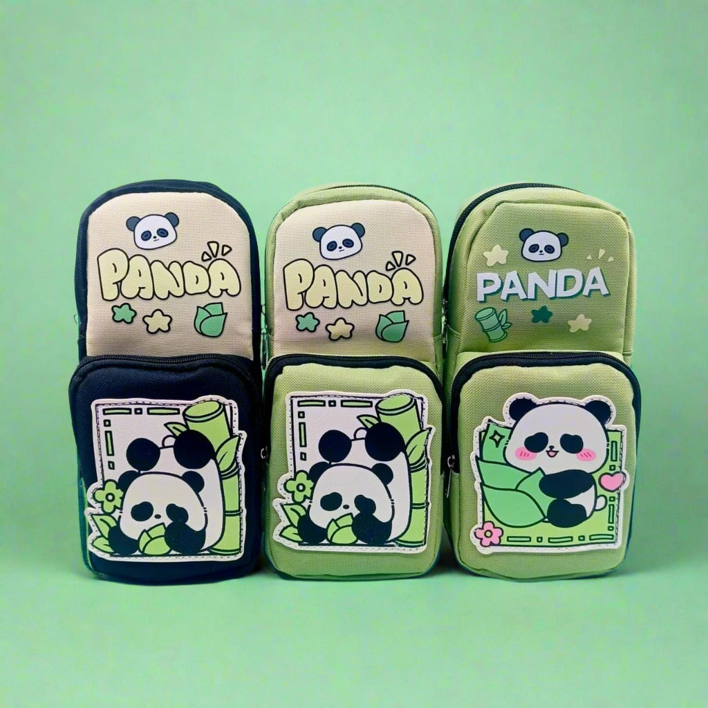 Funky Panda Jeans  Zipper - Large Pouch