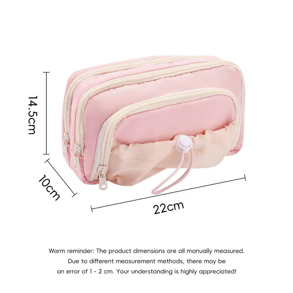 Pink  Large Capacity - 3 Zip Pouch