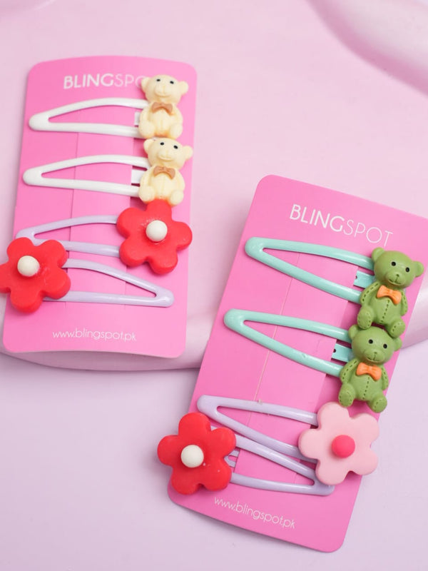 Snap Clips - Hair Clip Set Of 4 - Style 34